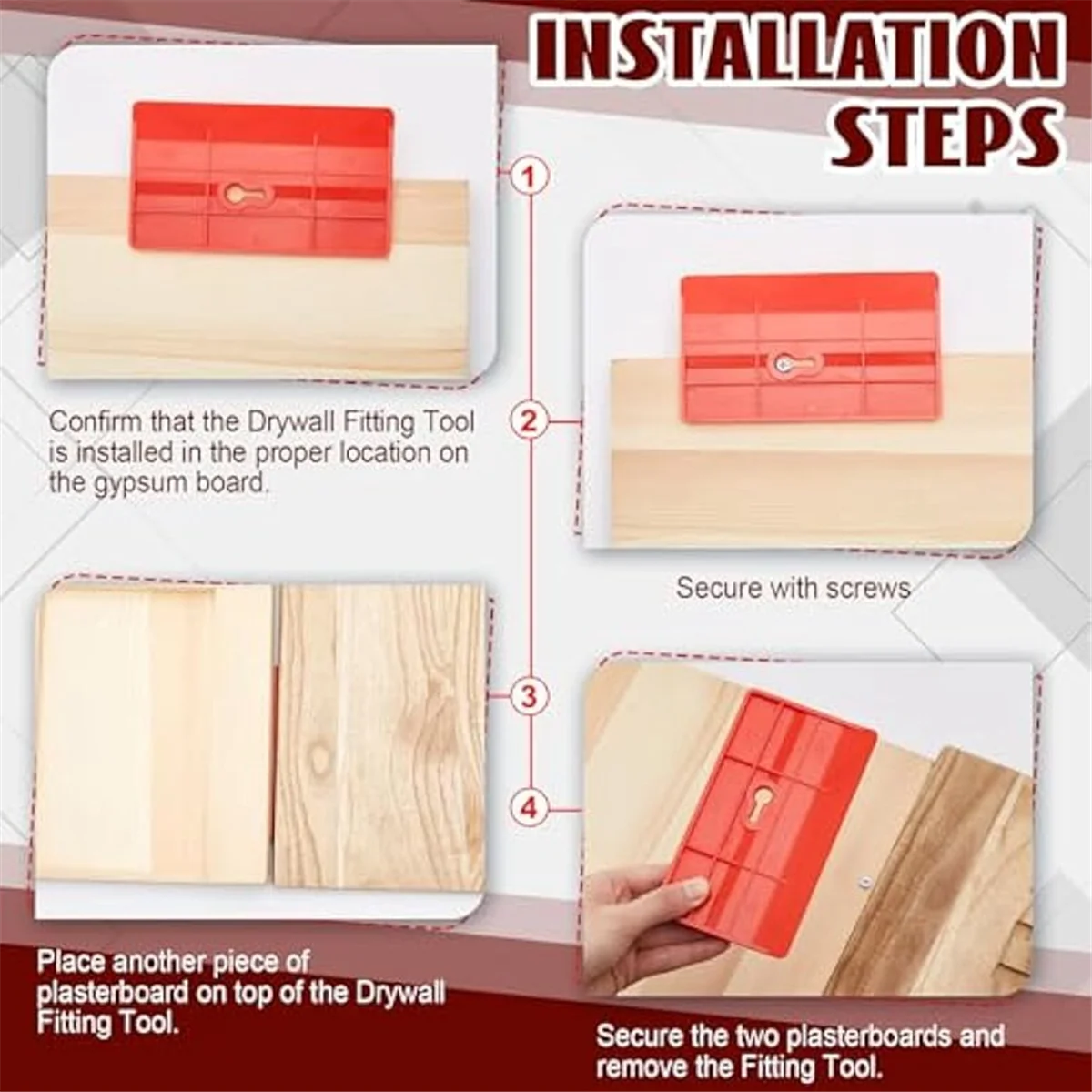 

ABJT 10pcs Drywall Fitting Tool Plasterboard Fixing Tool Positioning and Fixing, in Place, Plasterboard Fixing Gypsum Plate