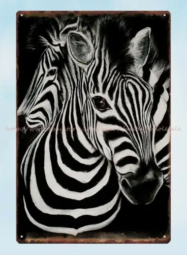 zebra stripes animal metal tin sign home wall decor