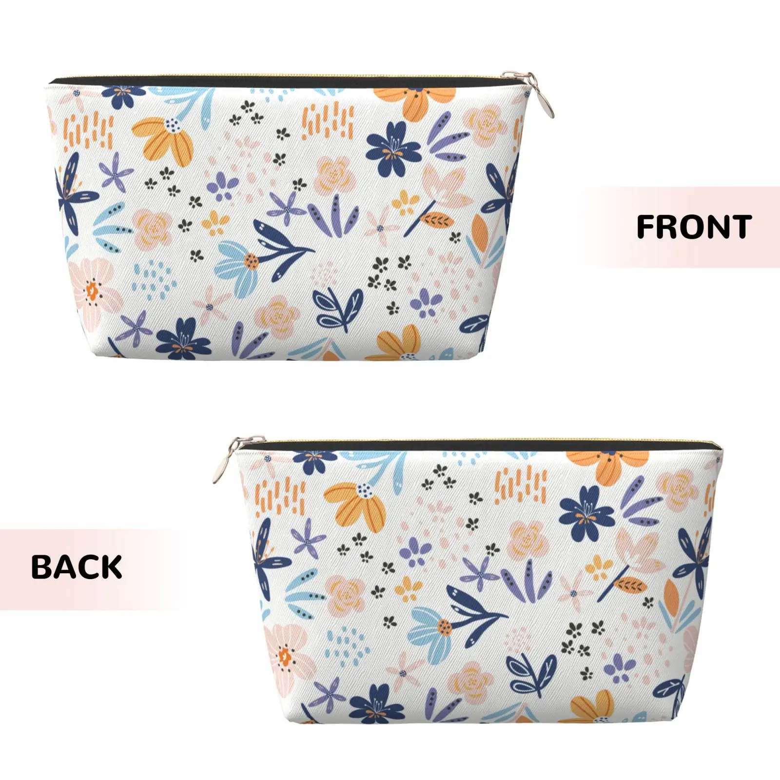 Broken Flowers Leather Large Makeup Bag Women Travel Toiletry Pouch Cosmetic Bags Portable Multifunctional Storage Organizer