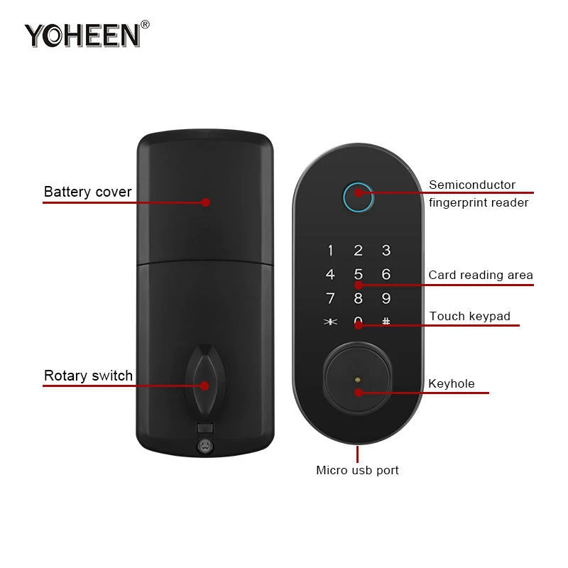 Waterproof TTlock Fingerprint Smart Lock Bluetooth App Password Key Card Nfc Phone Unlock Digital Door lock For Home Single60/70