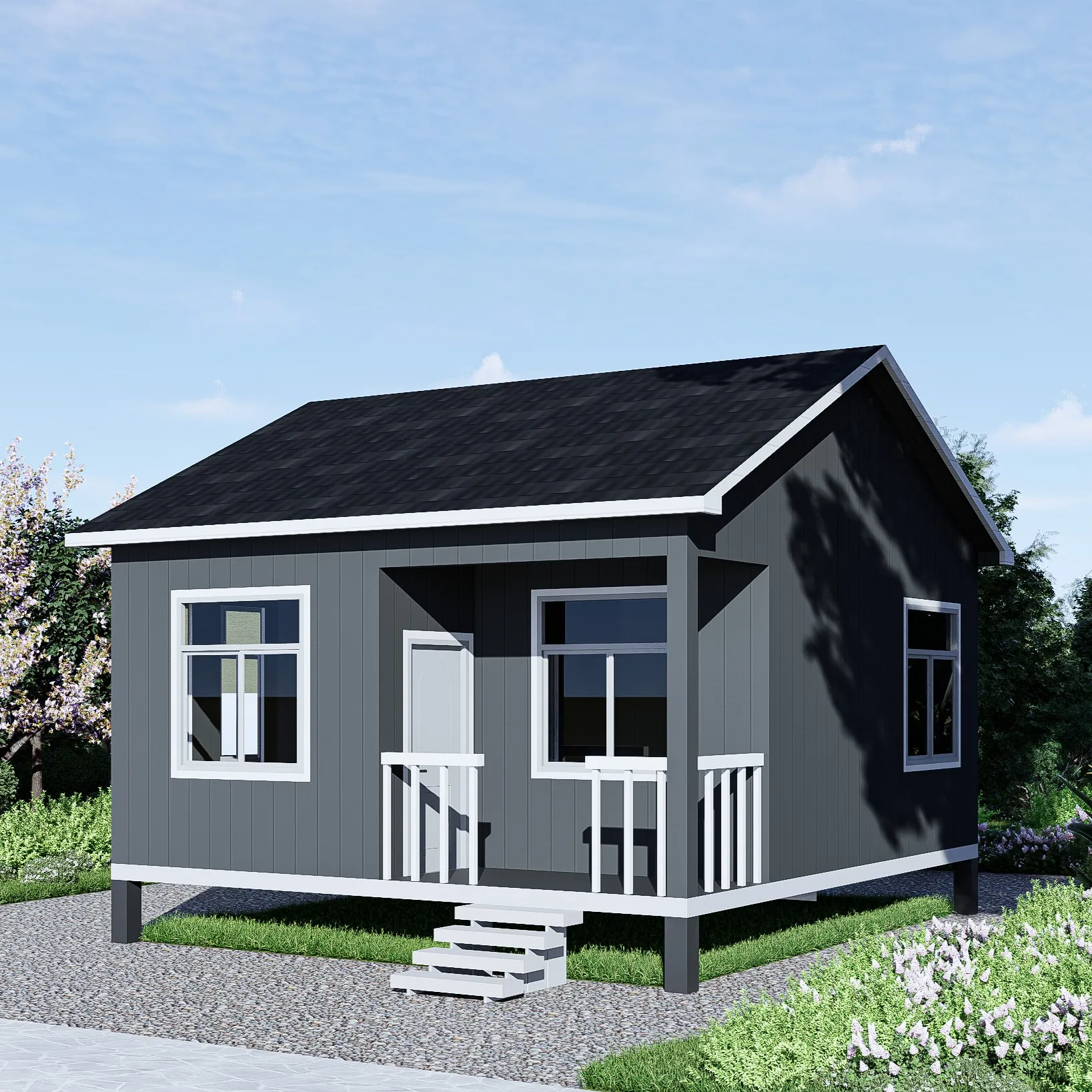Steel Structure Backyard Guest House Shed-Cozy Granny Flat for Personal Use, Low-Maintenance and Fast Installation