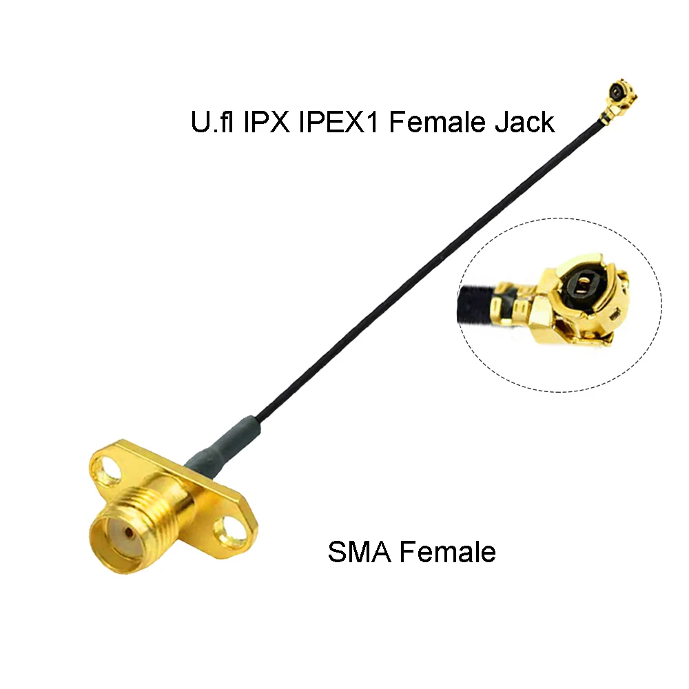 1PCS u.FL   1 to RP-SMA / SMA Female 2 Hole Flange Panel Mount RF113 Pigtail WIFI Antenna Extension Cable Jumper