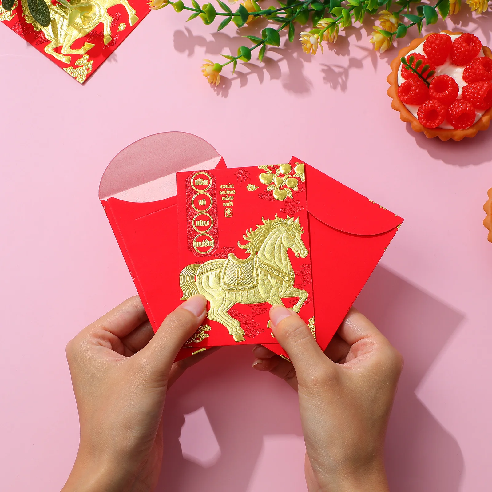120Pcs Horse Year Red Envelopes Vietnamese Li Xi Packets for Lunar New Year Cash Lucky Money Envelopes for Cash