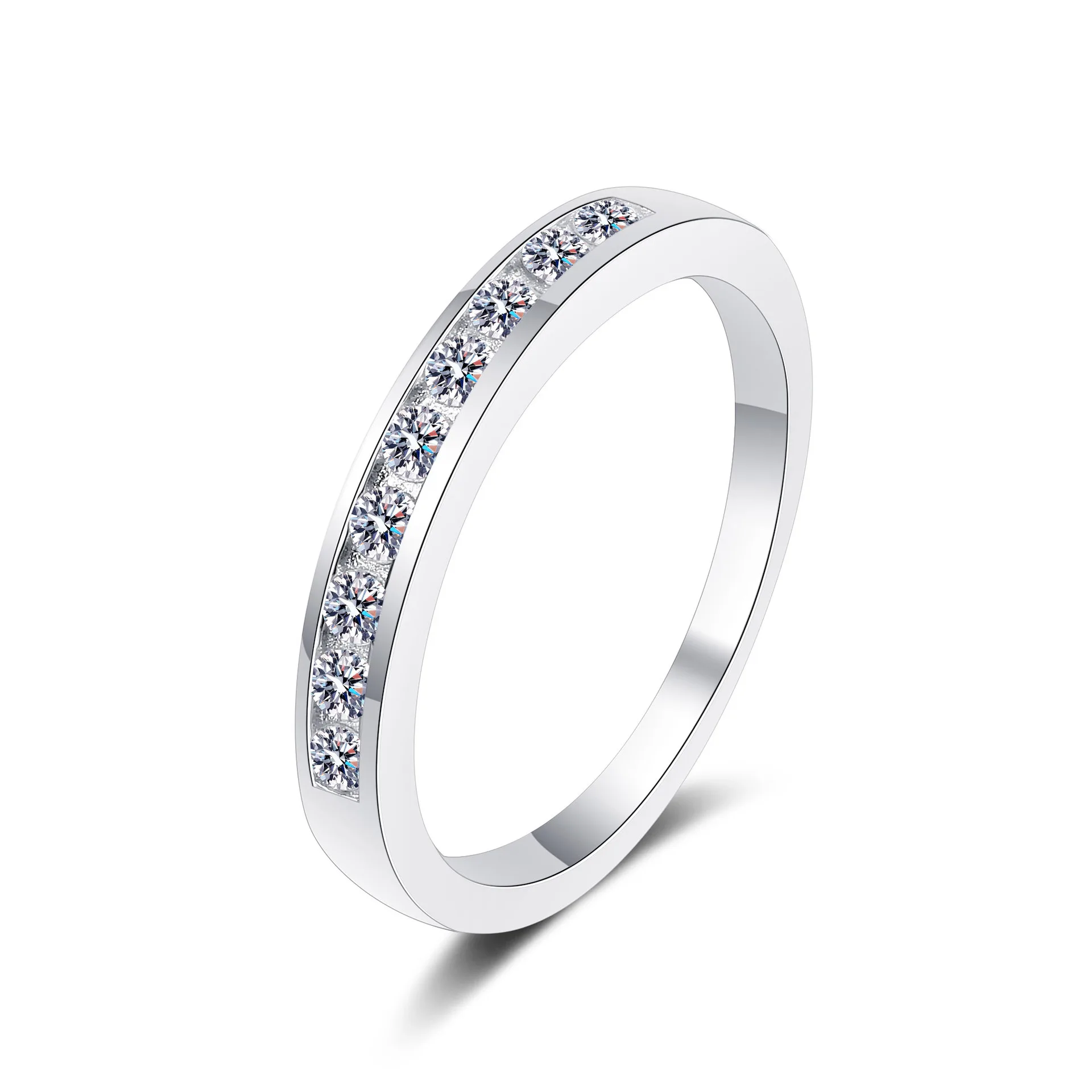 Light Luxury Small Row Diamond Ring 0.27ct Women Moissanite PT950 Platinum Comfortable to Wear, Great for Stack or Single