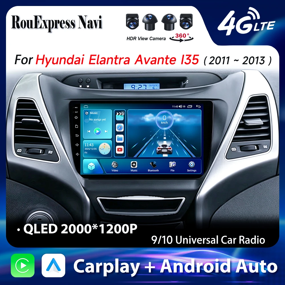 Android Car For Hyundai Elantra Avante I35 2011 - 2013 AutoRadio Carplay GPS Navigation Multimedia Player Navigation Stereo DVD