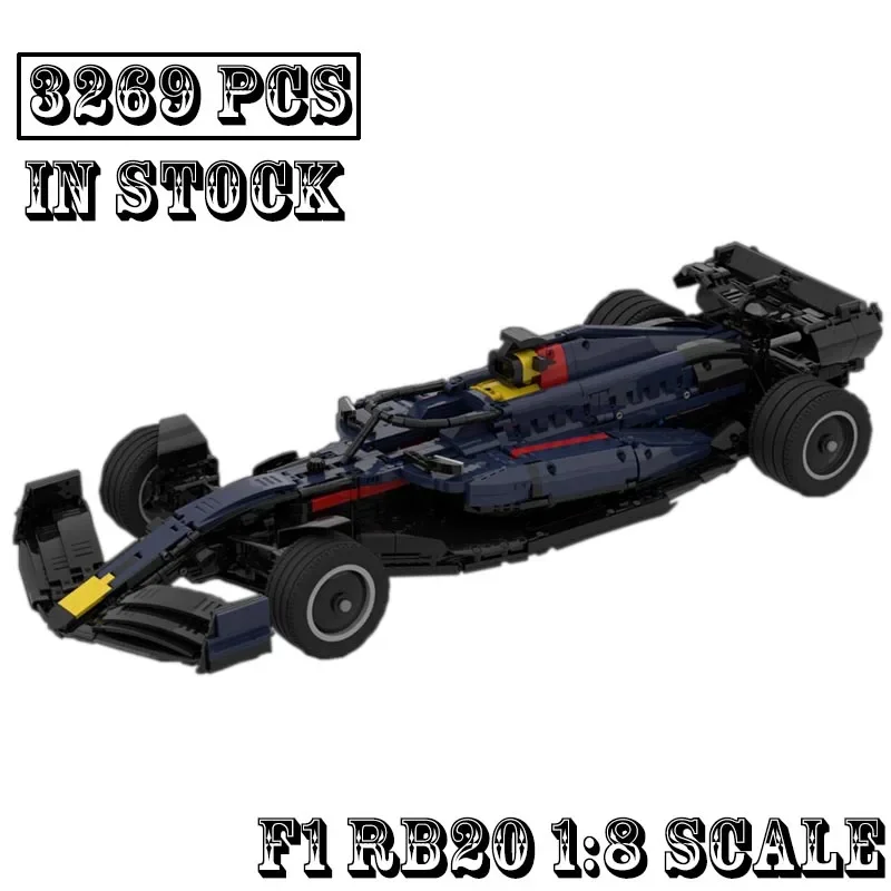 New MOC-174398 Racing SuperRB20 1:8 Scale SuperRace Car Model Buiding Kit Creators Block Bricks Kids Toys Birthday Gifts