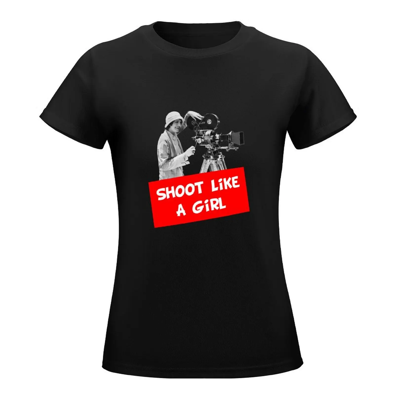 Shoot Like a Girl Filmmaker T-Shirt vintage clothes summer top summer tops Women's tee shirt