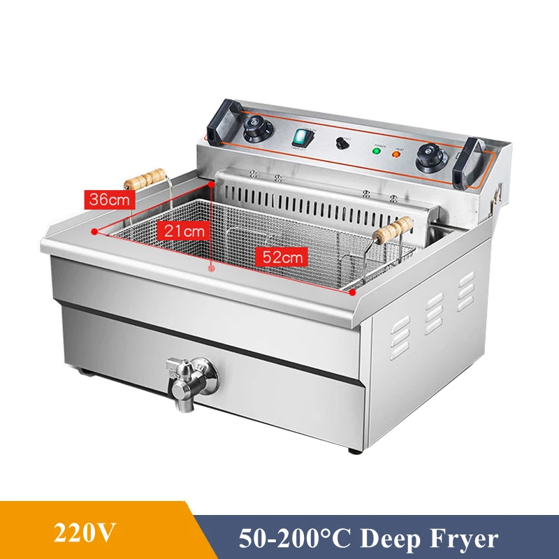 30L Commercial Electric Fryer Potato Tower Machine French Fries Fritters Deep Fryer Frying Machine With Oil Drain Faucet