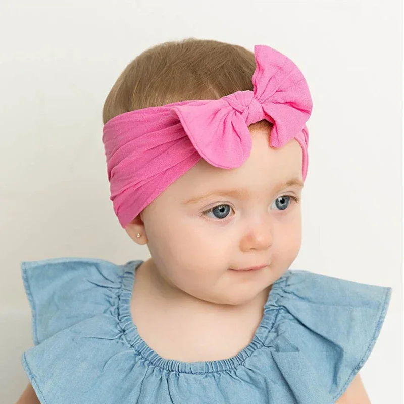 1PCS Nieuwe Katoenen Effen Baby Hoofdband Voor Meisjes Kid Brede Boog Knoop Tulband Elastische Haarbanden Handgemaakte Hoofddeksels Baby Haar accessoires