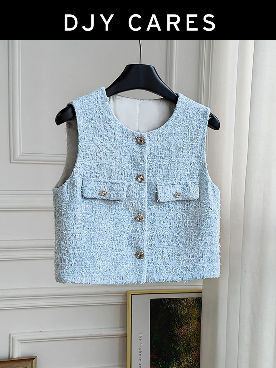 

New High end blue sleeveless vest with versatile lightweight vest top big size