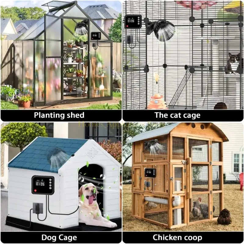 D0AB مروحة الدفيئة 360 الدورية مروحة العادم أداة تهوية المنزل جهاز تهوية الدواجن للدفيئة النوم سقيفة الفناء