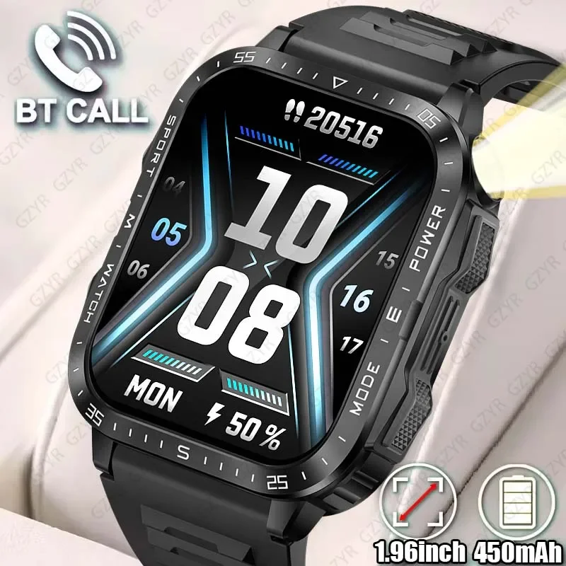 2024 New For Xiaomi LED Light Outdoor military smart watch Men Bluetooth Call IP68 3ATM Waterproof Heart Rate Sports Smart Watch