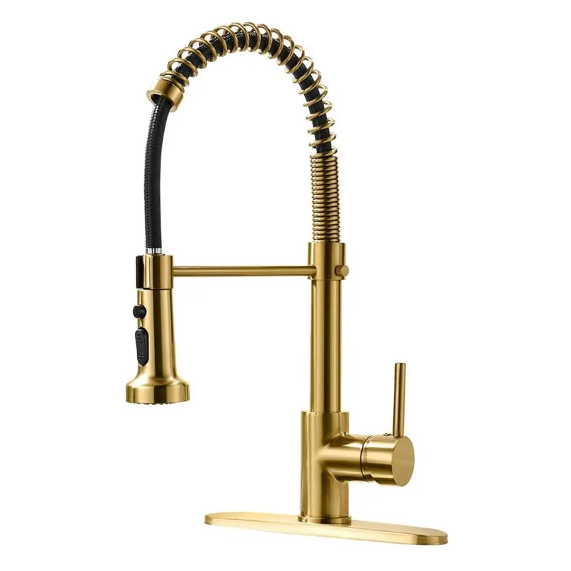 

Contemporary 1 Pc Commercial Kitchen Sink Faucet Fast Delivery Gold Metal Ceramic Pull Brass Spray Tap with Fast Delivery