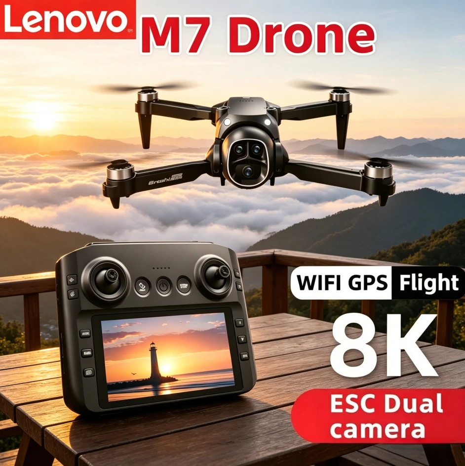 

Дрон Lenovo M7 RC 8K с HD-камерой, профессиональный квадрокоптер для аэрофотосъемки, портативный складной радиоуправляемый летательный аппарат с Wi-Fi