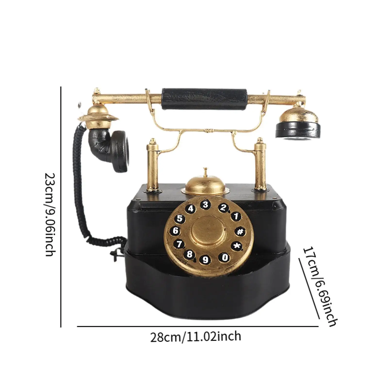 Modello di telefono Ornamento da tavolo Modello di telefono con filo Modello di telefono decorativo in stile retrò per desktop interno della camera da letto dell'hotel