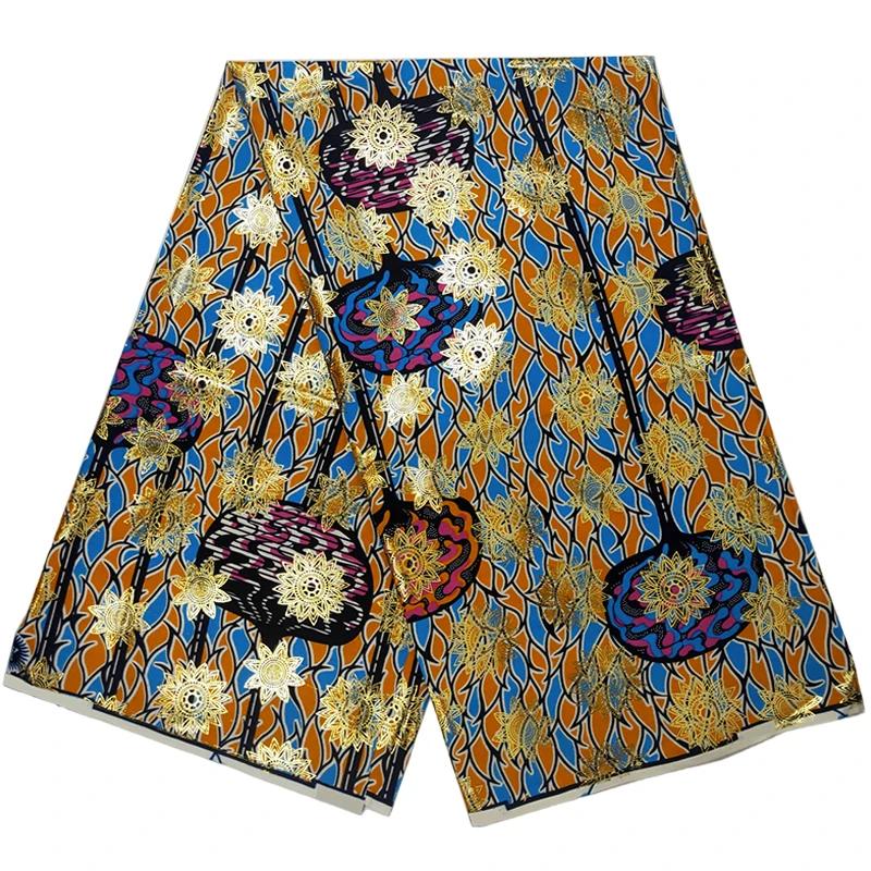 

Nigerian African Gold Wax Fabrics 100% Cotton Printed Wrap Batik Ankara High Quality Original Pagne Veritable Golden Material
