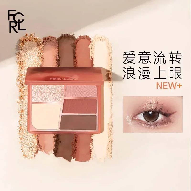 Focallure 5-kleuren Oogschaduw Palet Matte Parelgeur Shimmer langdurige Rose Kleur Waterdicht Anti-zweet Korea Make-Up Cosmetische