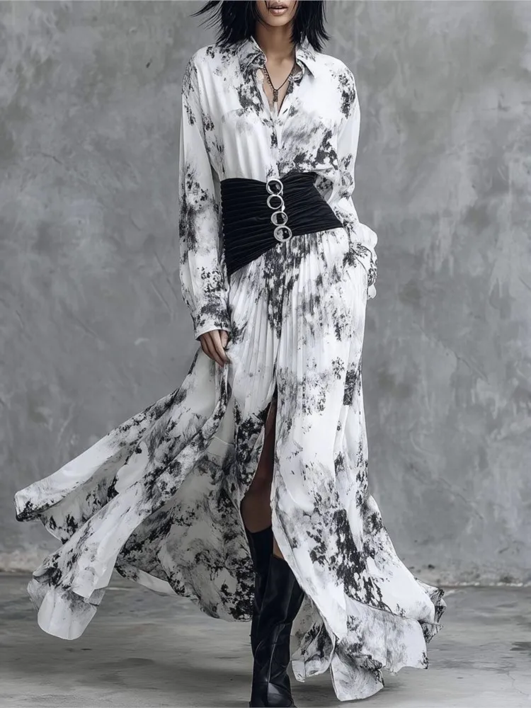 Long Sleeve Turn Down Collar Shirt Blouse Dress Women Sexy Club Maxi Dresses 2026 Spring Summer Skinny Stretchy Party Vestidos