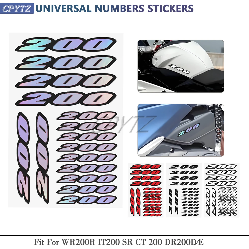 Наклейки с номерами, подходят для TW200 WR200R IT200 SR CT 200 DR200D/E Burgman 200, наклейка на обтекатель мотоцикла, универсальная эмблема