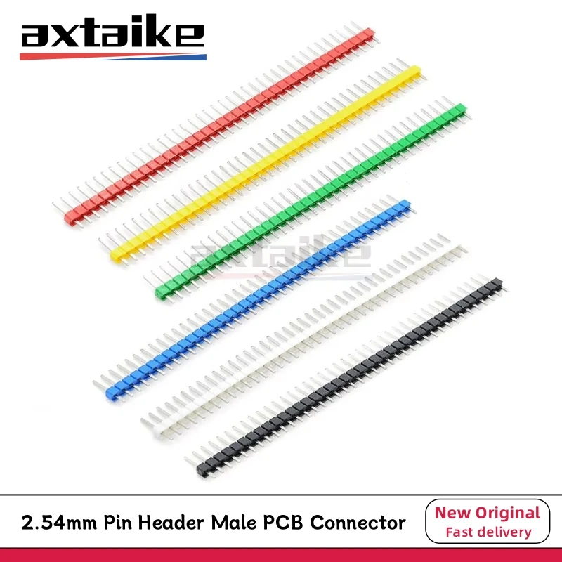 10PCS 2.54mm Pin Header Male PCB Connector 1×40P 2×40P 40Pin 80Pin Red Yellow Blue Green White Black 2.54 1*40 Single Double Row