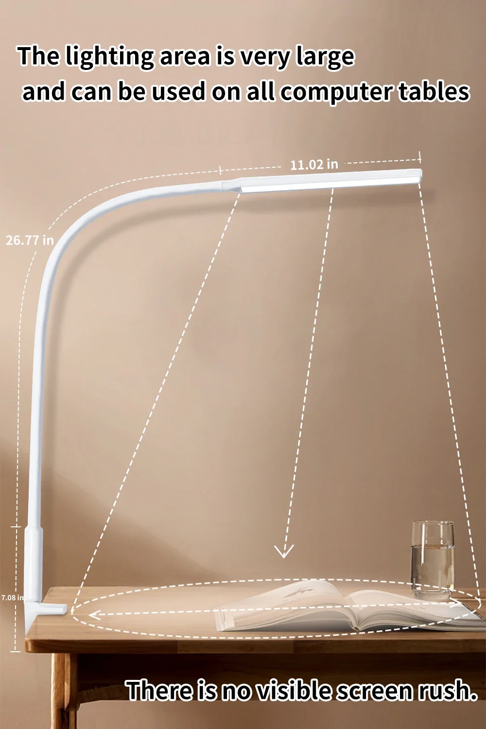 Настольная лампа, светодиодная лампа с поворотным кронштейном и питанием от USB, гибкий зажим на гибкой стойке, архитектурная лампа с регулируемой яркостью, 3 цветовых режима, настольная лампа