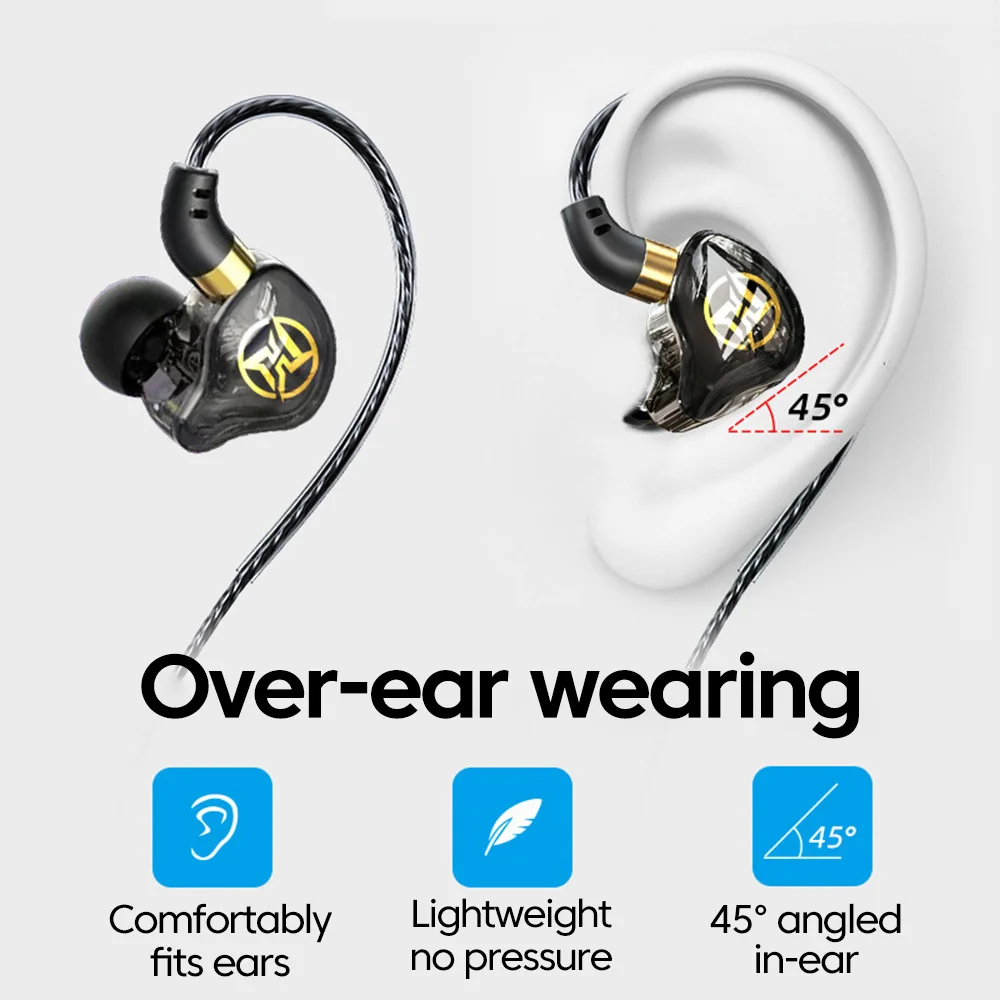 Elough الرياضة المحيطي سماعات USB/نوع c/3.5 مللي متر سماعات أذن سلكية HiFi السلكية في الأذن سماعات للهواتف المحمولة أجهزة الكمبيوتر