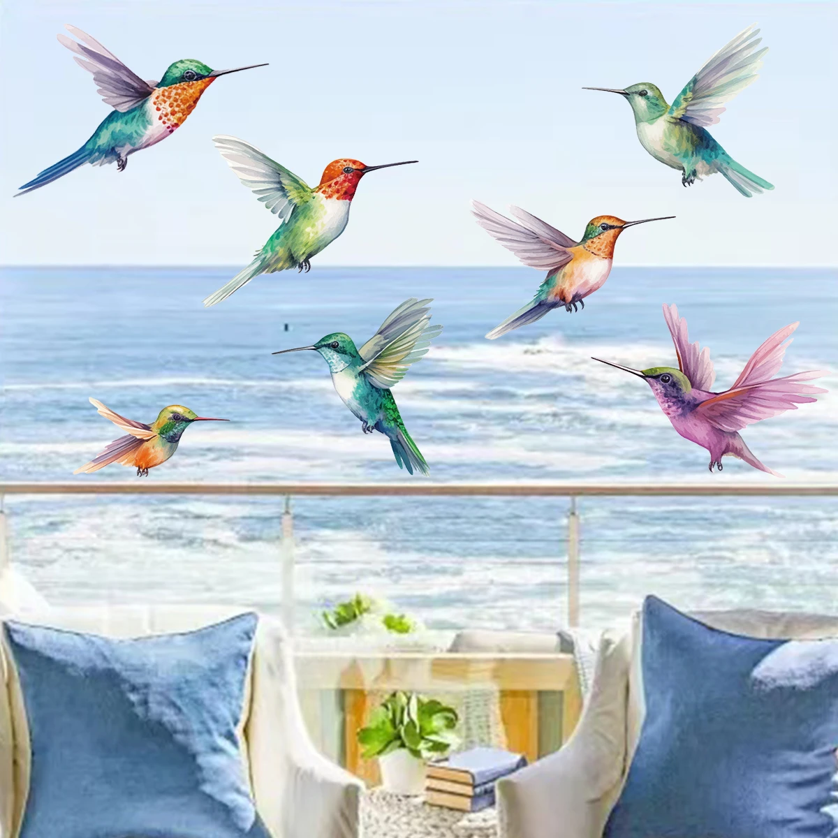 1pc Watercolour Colorful Bird Windows Stickers Children Room Decoration Bedroom Design Living Room Kids Room Decor for The House