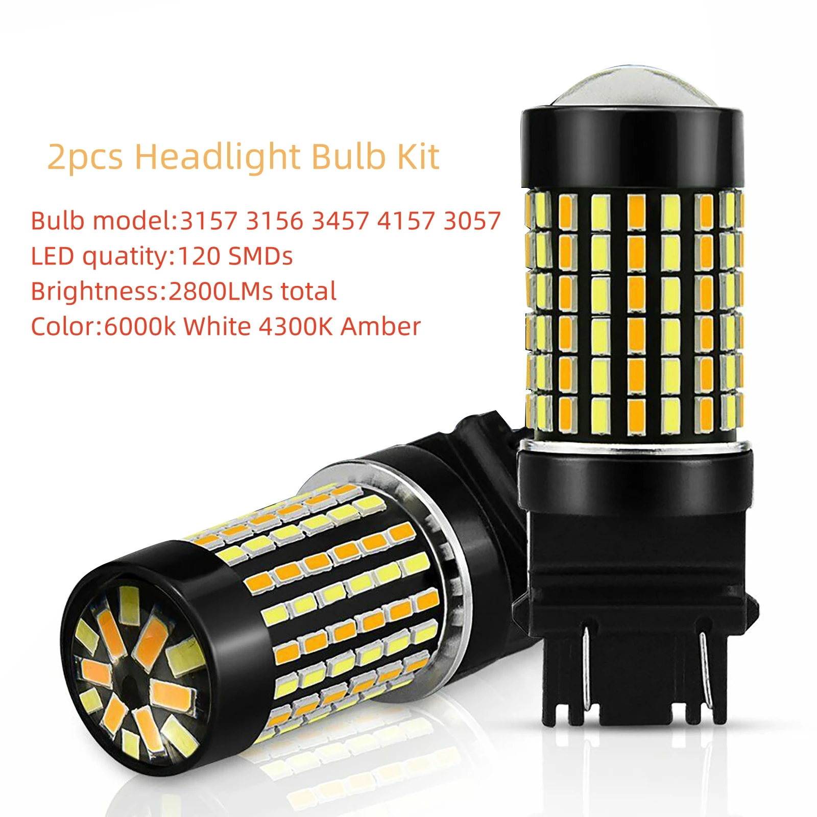 2 Stück/Set 3157 4157 Switch back LED zweifarbig weiß bernstein farben Auto lichter LED Blinker Lampe Anti Hyper Flash 120 smd Glühbirnen