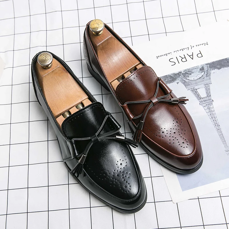 

High Quality Mens Dress Wedding Fashion Designer Office Leather Comfy Business Formal Italy Driving Casual Loafers Shoes for Men