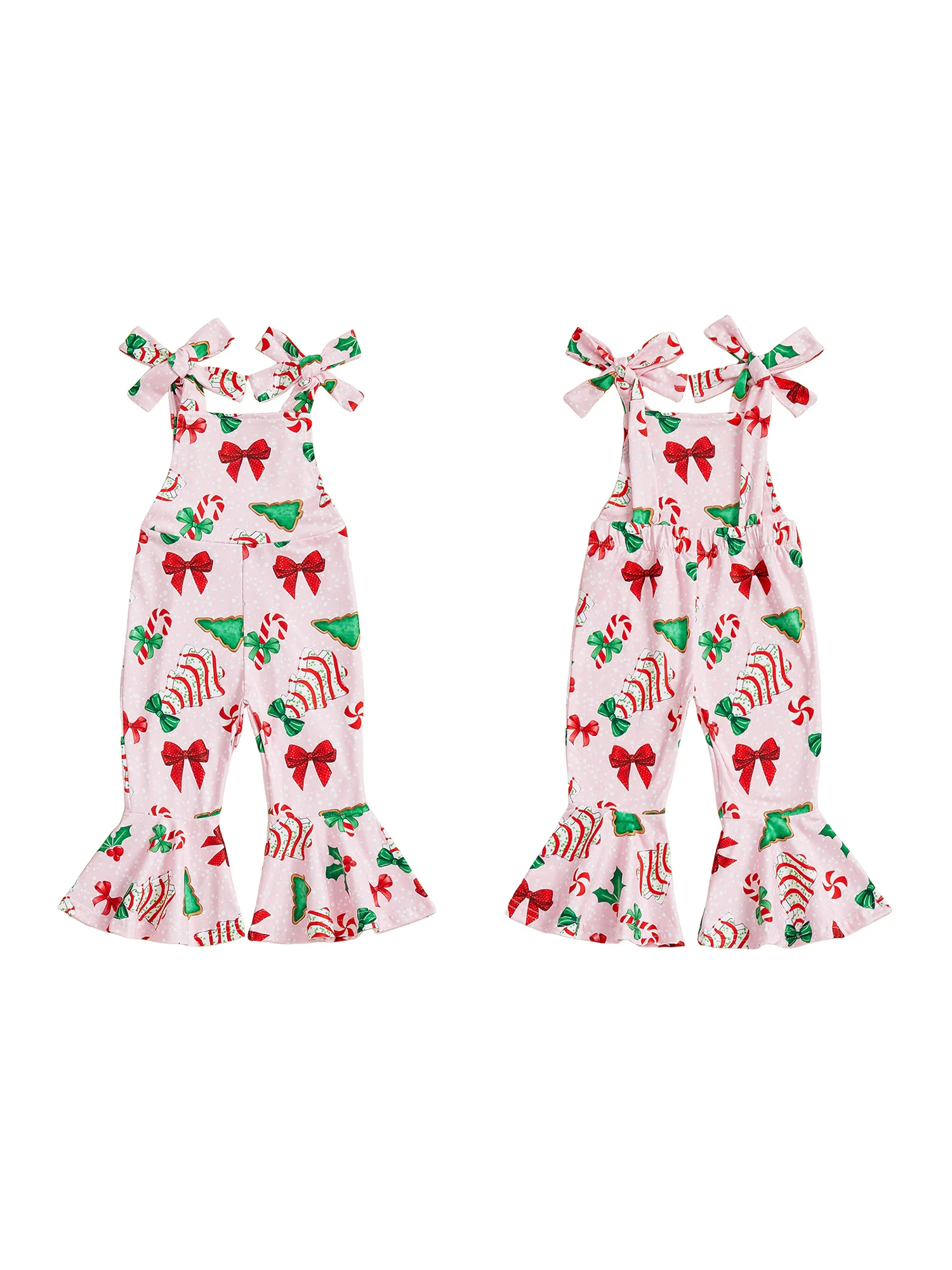 

Рождественские расклешенные брюки для маленьких девочек, комбинезон без рукавов с расклешенным низом и принтом снеговика