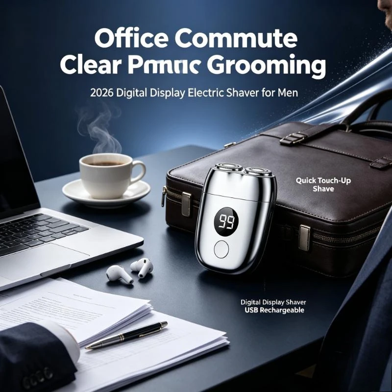 USB Powered Digital Display Men Electric Shaver Portable Compact Car Travel Beard Razor