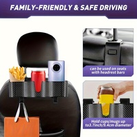 3-in-1 Car Headrest Backseat Organizer With 3.7''Cup Holder, Headrest Hooks - For Kids And Adults (1PC Black）