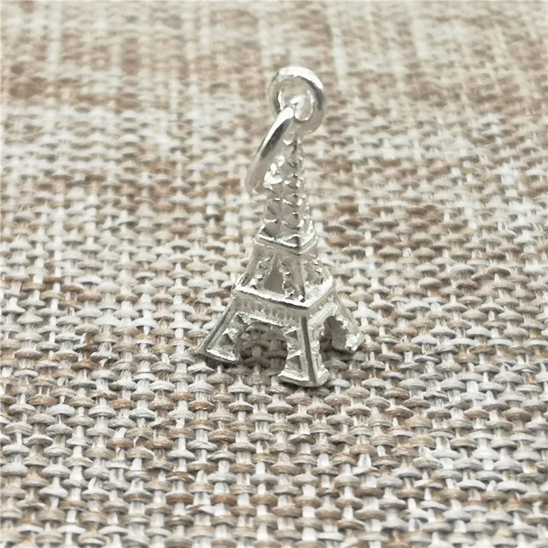 2 Pieces Paris Eiffel Tower 3D Charms in 925 Sterling Silver for Necklace Bracelet and Earring Making