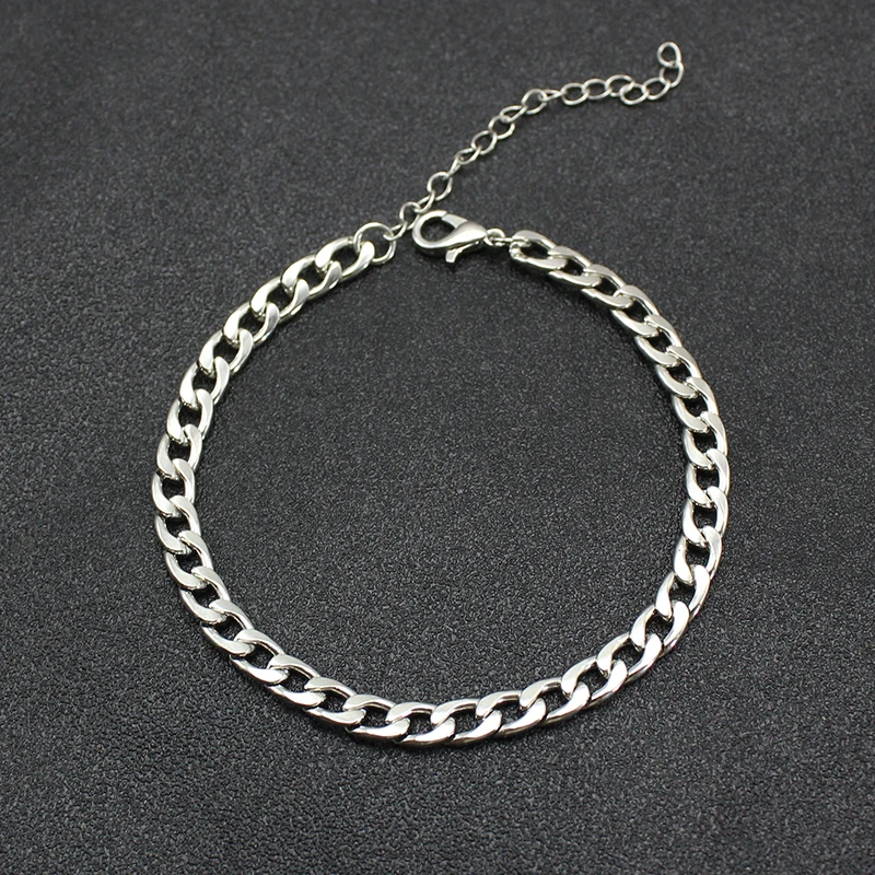 Hiphop Silver Color Thick Chain Bracelets for Women Men Metal Minimalism Punk Rock Charm Pulsera Bangles Jewelry Wholesale Gift