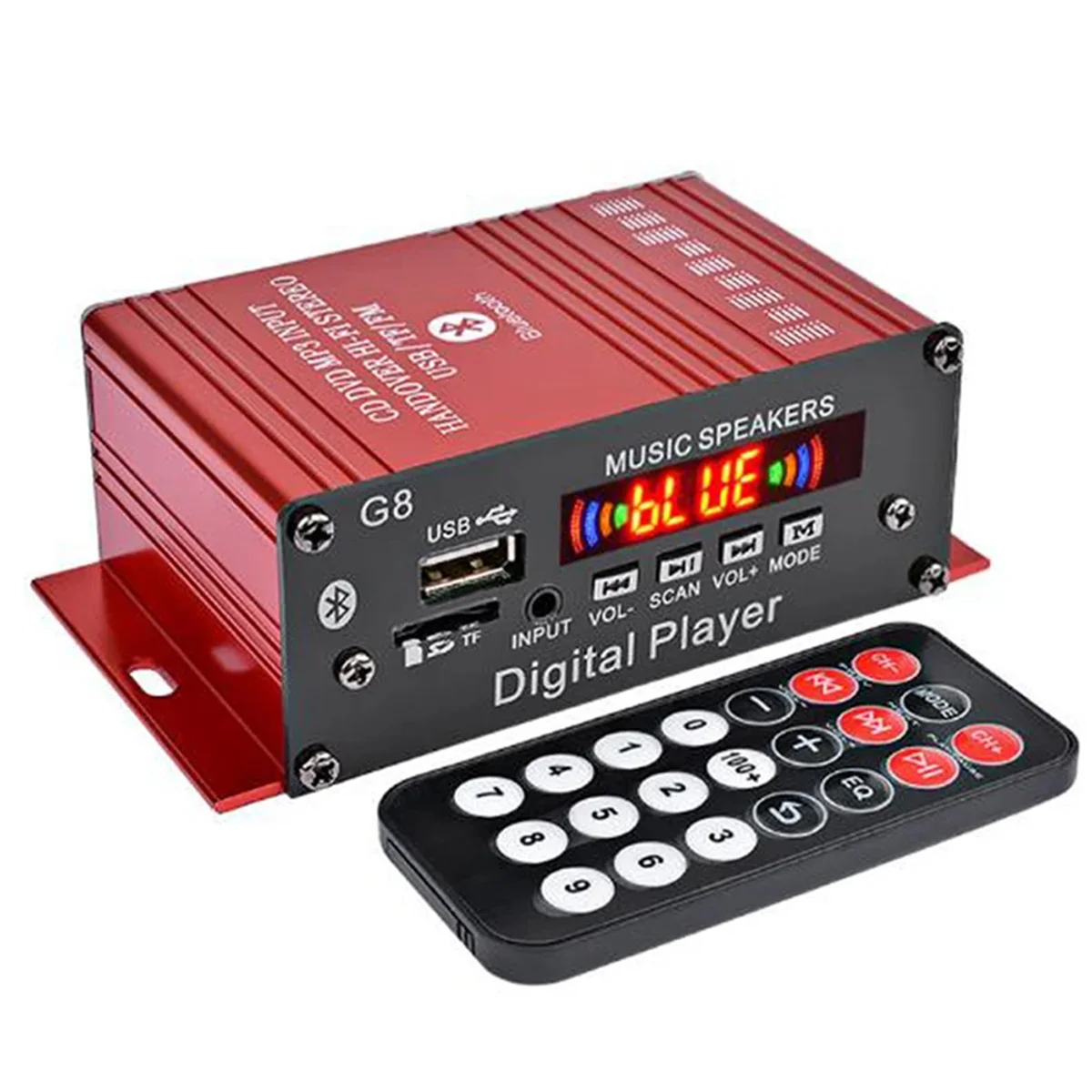 G8 Auto 12V 200W 2-Kanal-Digital-Leistungsverstärker Stereo Bluetooth AUX FM MP3 mit Fernbedienung