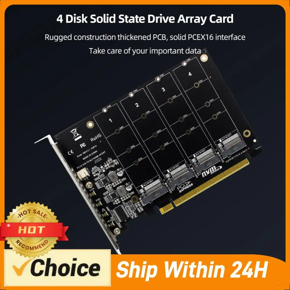 

4 Port M.2 NVME SSD To PCIE X16 Hard Drive Converter PCIE Split/PCIE RAID Adapter Card Support 2230/2242/2260/2280 LED Indicator