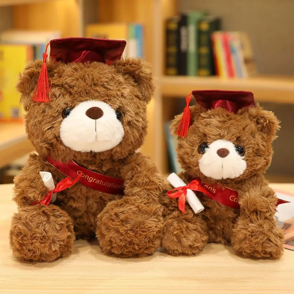 

23/28cm Doctor Cap Graduation Bear Doll Soft Stuffed Bachelor Bear Plush Toy Cute Bear Animal Doll for Student Kids