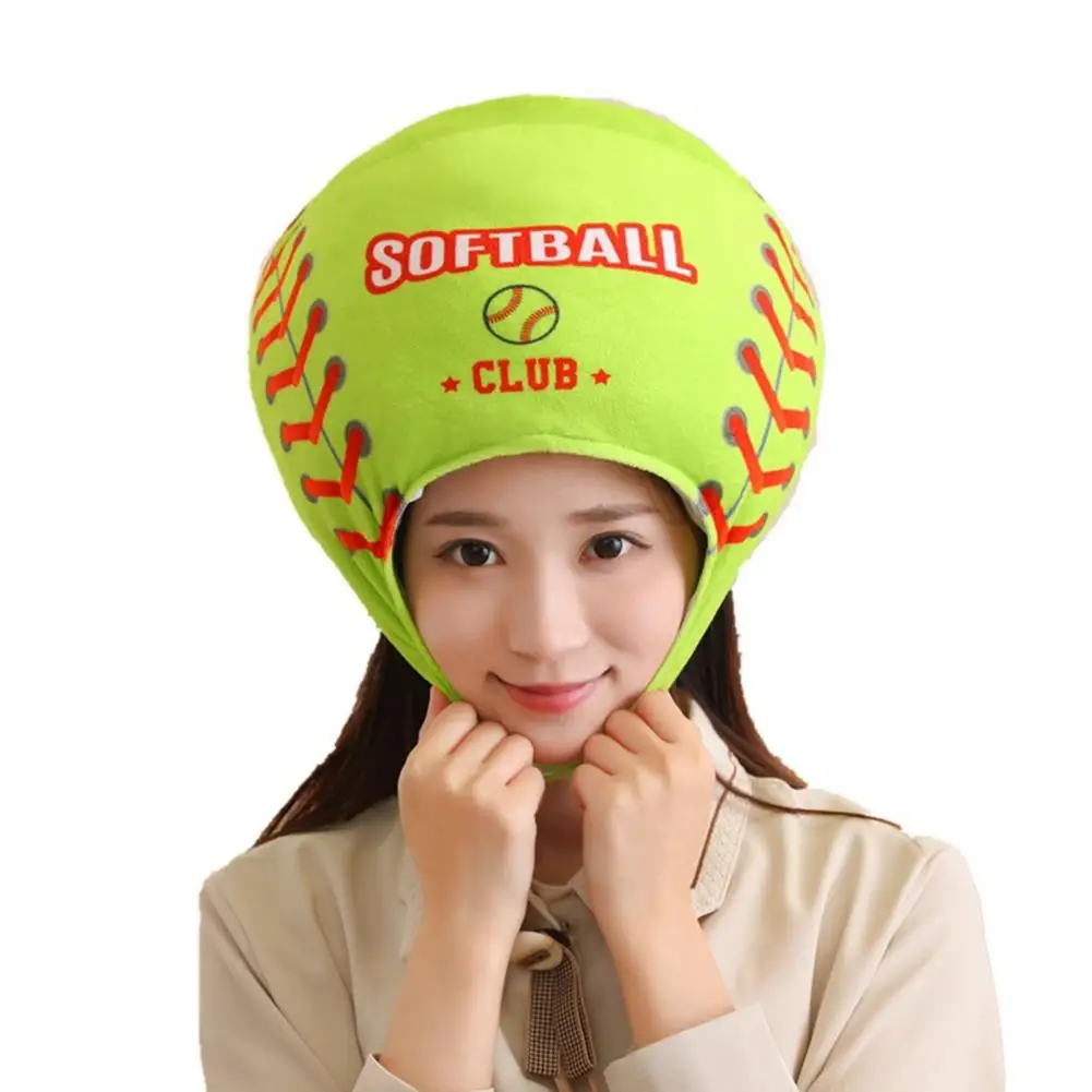 

Stylish Winter Headwear Softball Plush Hat for Winter Cosplay Party Costume Performance Elastic Ball Shape Headgear for Sports