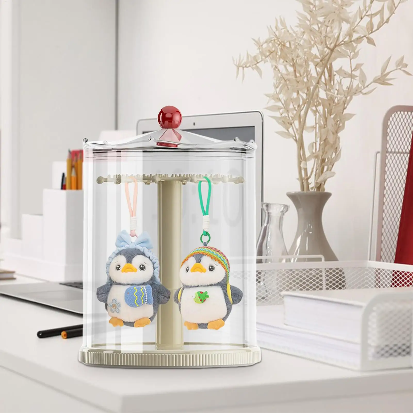 

Figurine Display Case Transparent Toy Organizer Dust-proof Rotatable Enclosed Doll Cases For Bedroom Bathroom Home Decor Retail