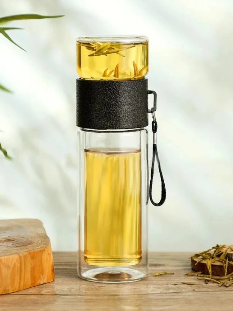 400ML Double Layer Tea Water Bottle High Borosilicate Glass Tea Cup With Filter Infuser Tumbler Drinkware Set