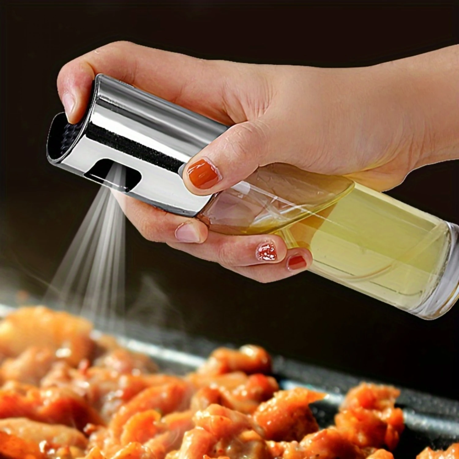 1pc Premium Glass Spray Bottle - High-Pressure Atomizer for Olive Oil & Seasonings - for Outdoor Barbecue & Kitchen Use