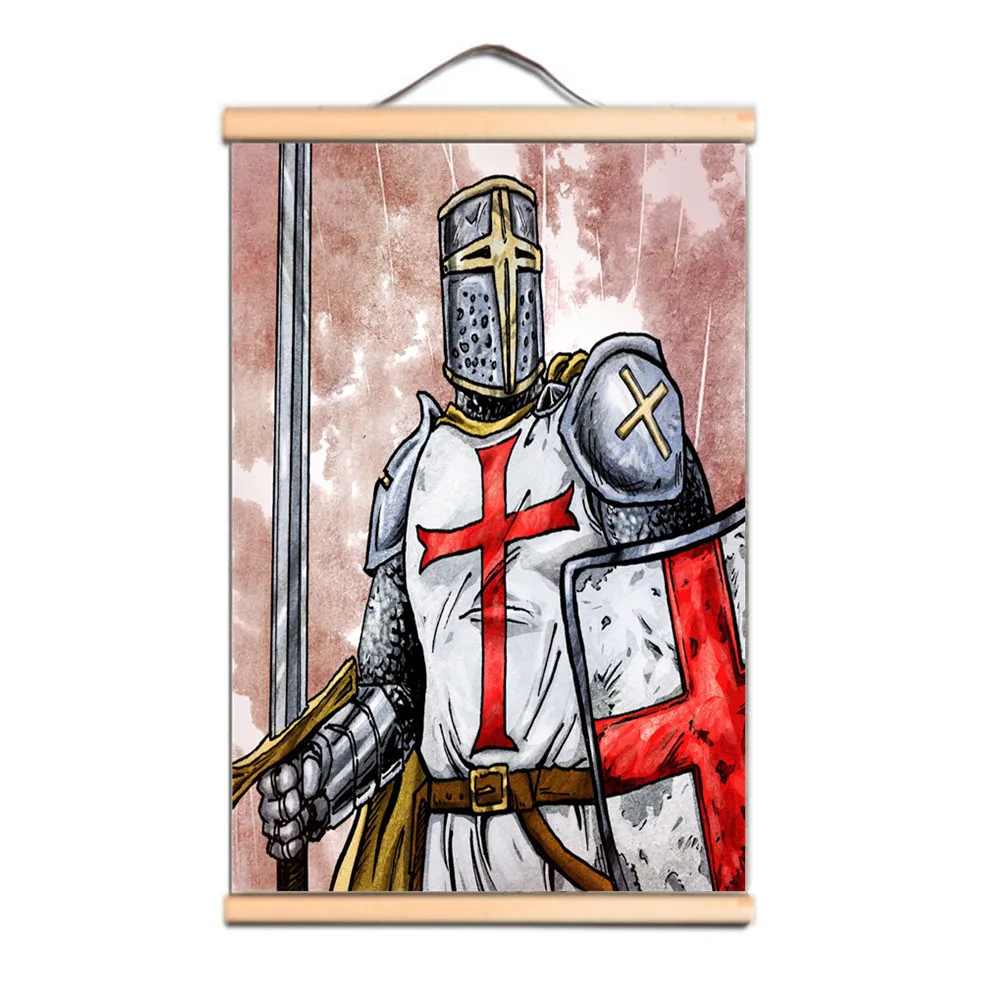 Transform Your Walls With This Vintage Knights Templar Art Posters, Christ Crusades Warrior Canvas Scroll Painting Wall Charts 2