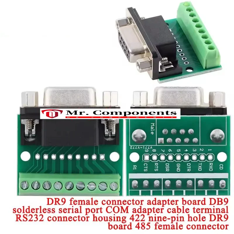 1PCS DB9 DR9 Male Female Adapter Cable Signals Terminal Module RS232 RS485 Serial Port COM To Terminal 9-Pin 9-Hole Connector