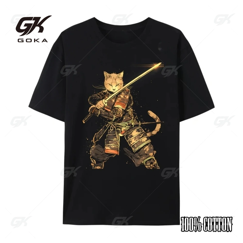 

Cat Samurai Ninja Cat Samurai Art Ukiyo E Sports T Shirt Men Camisetas Vintage Mens Designer Casual Graphic T Shirts Print