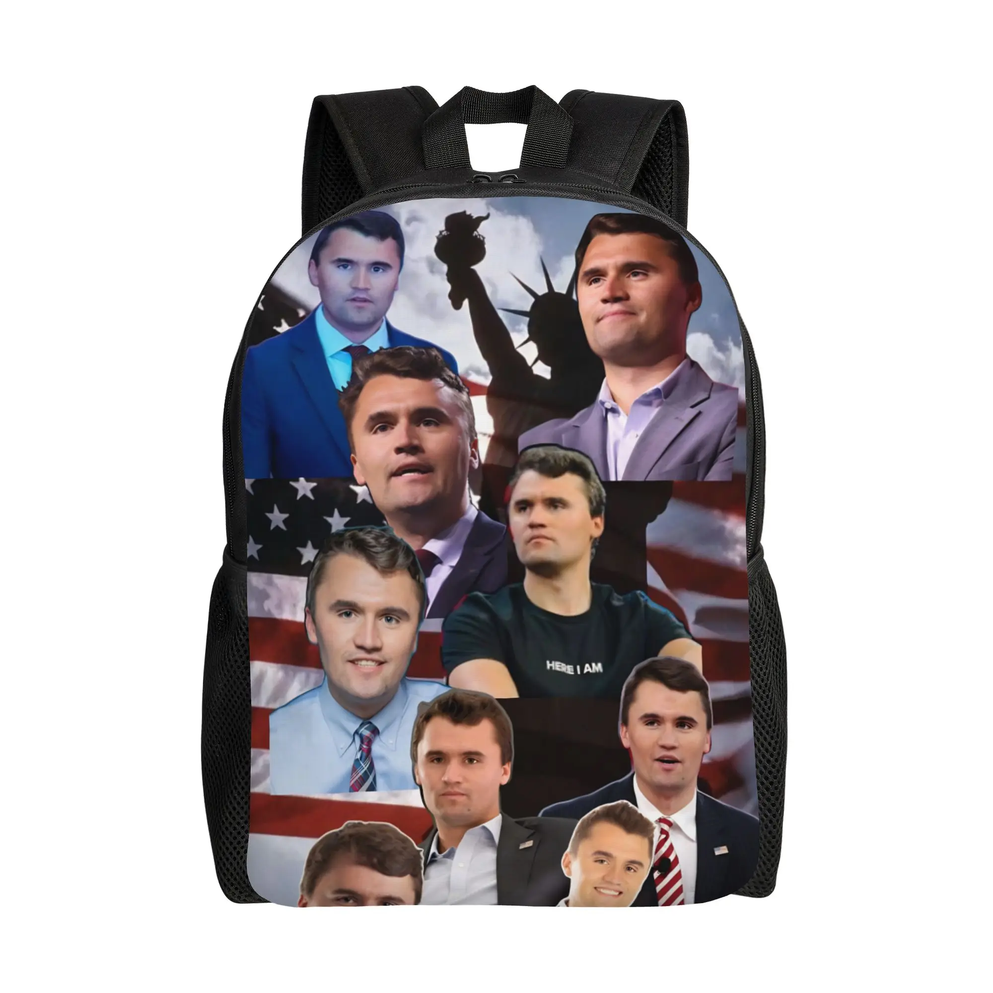 

Модный рюкзак RIP Charlie Kirk Memorial с карманом для школы и работы, рюкзак для мужчин и женщин, холщовая сумка для колледжа, символизирующая свободу и патриотизм.