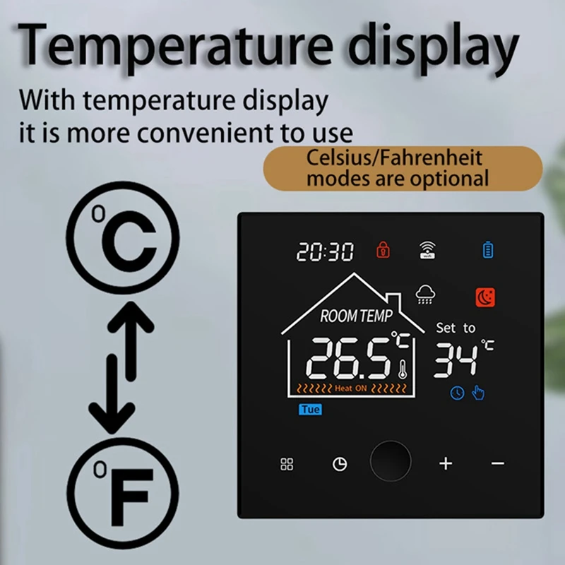 ABGR-Tuya Smart Home Wifi Temperature Remote Controller Wireless Gas Wall Furnace Thermostat,Programmable Underfloor Heating