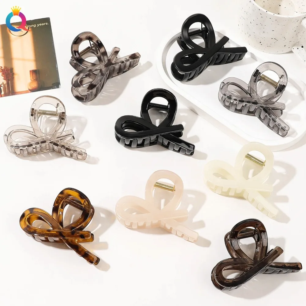 New Vintage Bow Tie Hair Claw Clips Durable Easy to Use Ponytail Hair Clamps Large Hairpin Hair Accessories