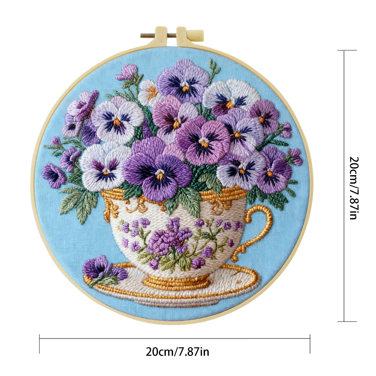 1 Stück 20X20CM/15X15CM 7,87/6,3 Zoll Blumen-Stickerei-Starter-Kit DIY-Kit DIY-Stickerei-Set Handarbeiten Nadelkunst Heimdekoration – Detail 4