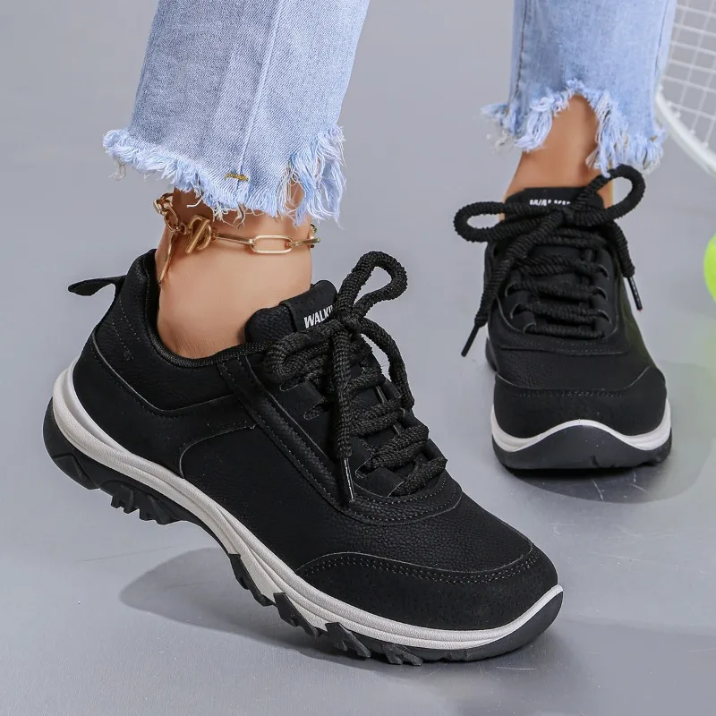

Plus Size (Size 42) Women's Platform Vulcanized Shoes — Spring Non-Slip, Lace-Up Casual Flats & Comfortable Platform Sneakers