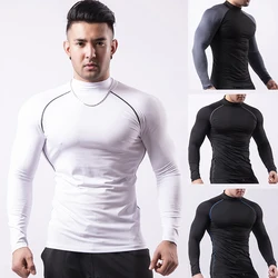 Men Compression Running T Shirt Fitness Tight Long Sleeve Sport tshirt Training Jogging Shirts Gym Sportswear Quick Dry rashgard